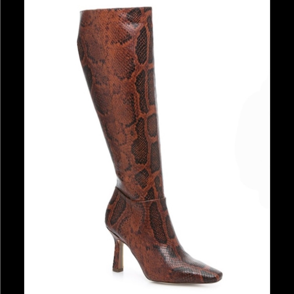 Sam Edelman Brown Snake-Print Over-the-Knee Stiletto Boot